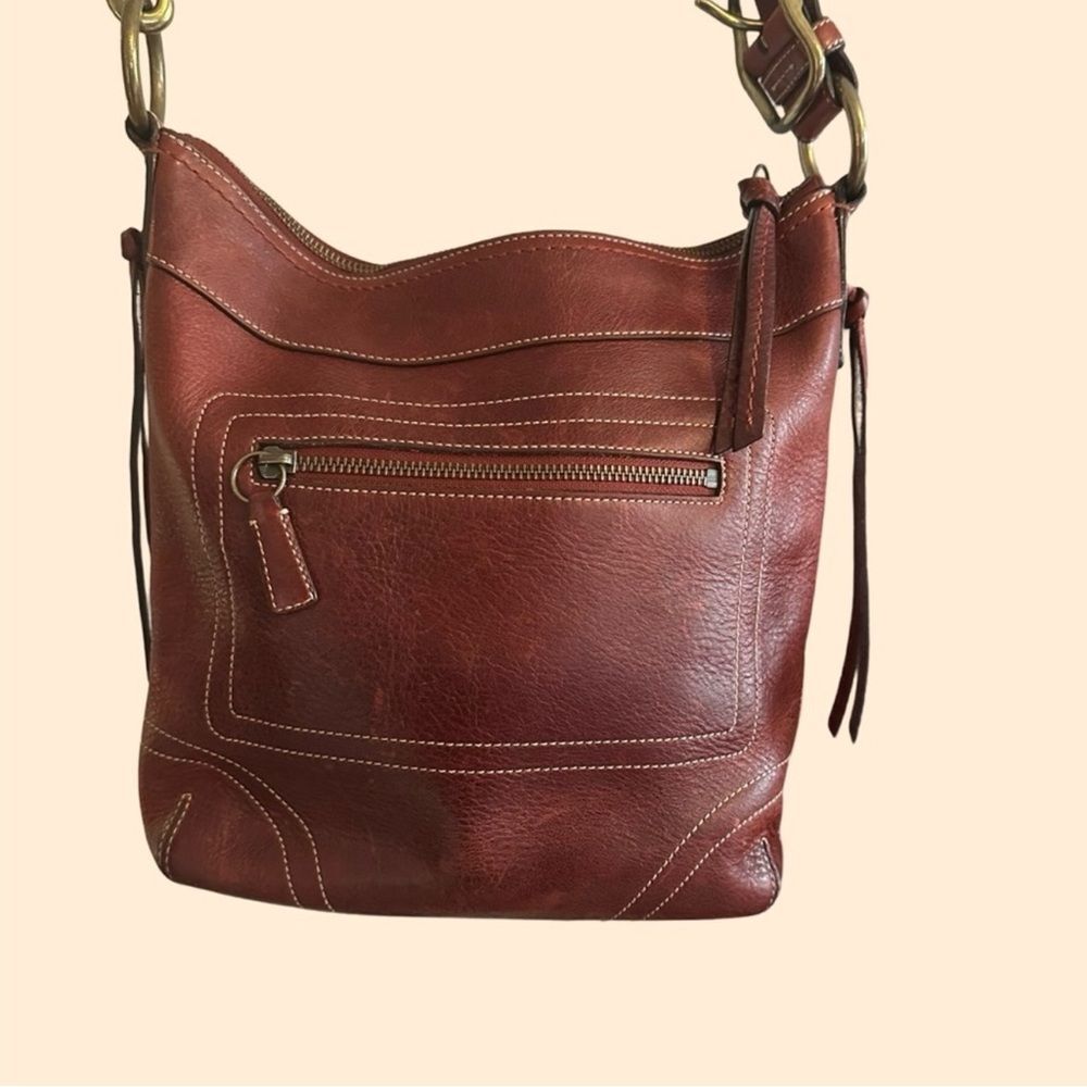 Coach Chelsea Brick Red Laced Leather Shoulder Bag – Y2K Vintage Style - Picture 2 of 7